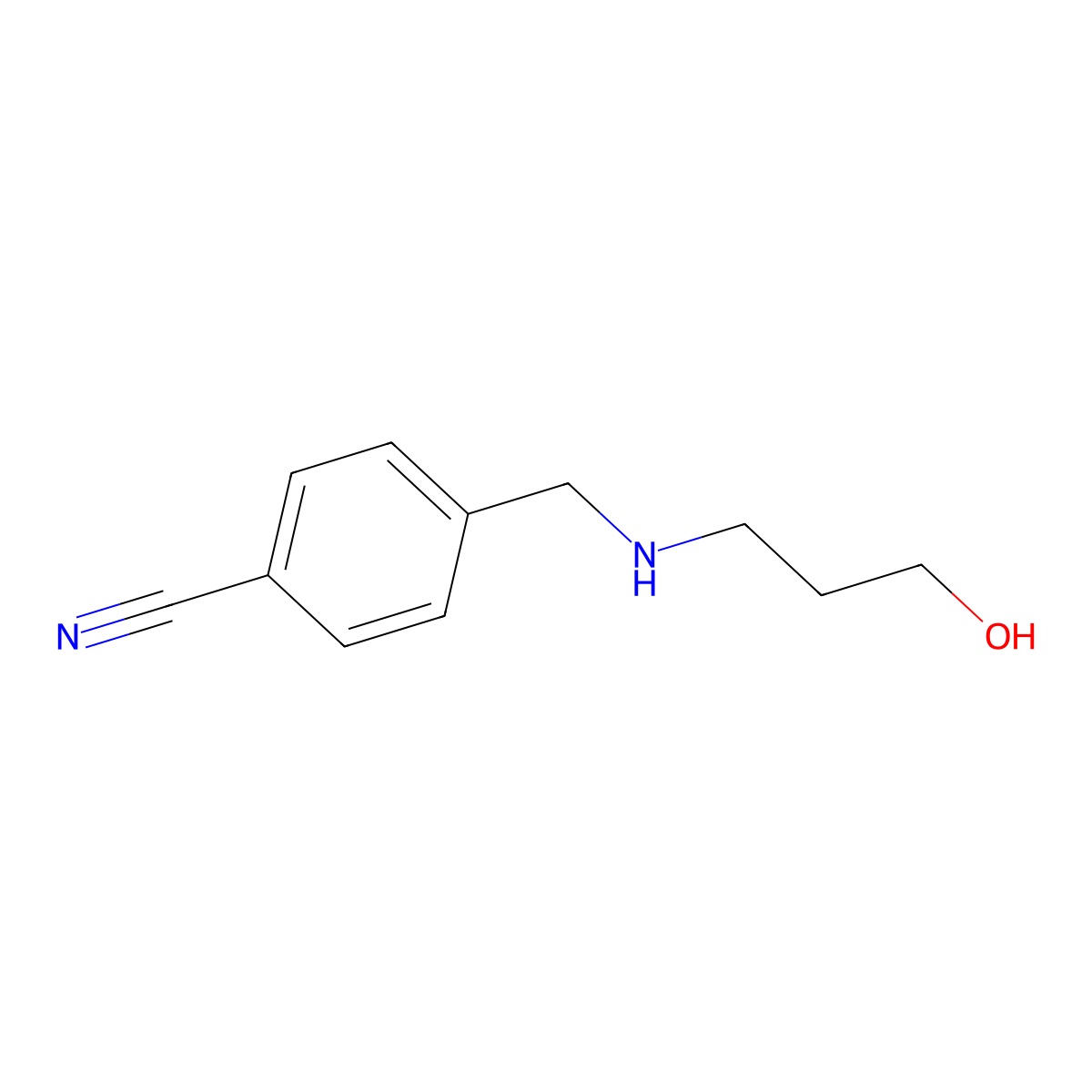 4-{[(3-Hydroxypropyl)amino]methyl}benzonitrile molecular structure, CAS 721958-90-3