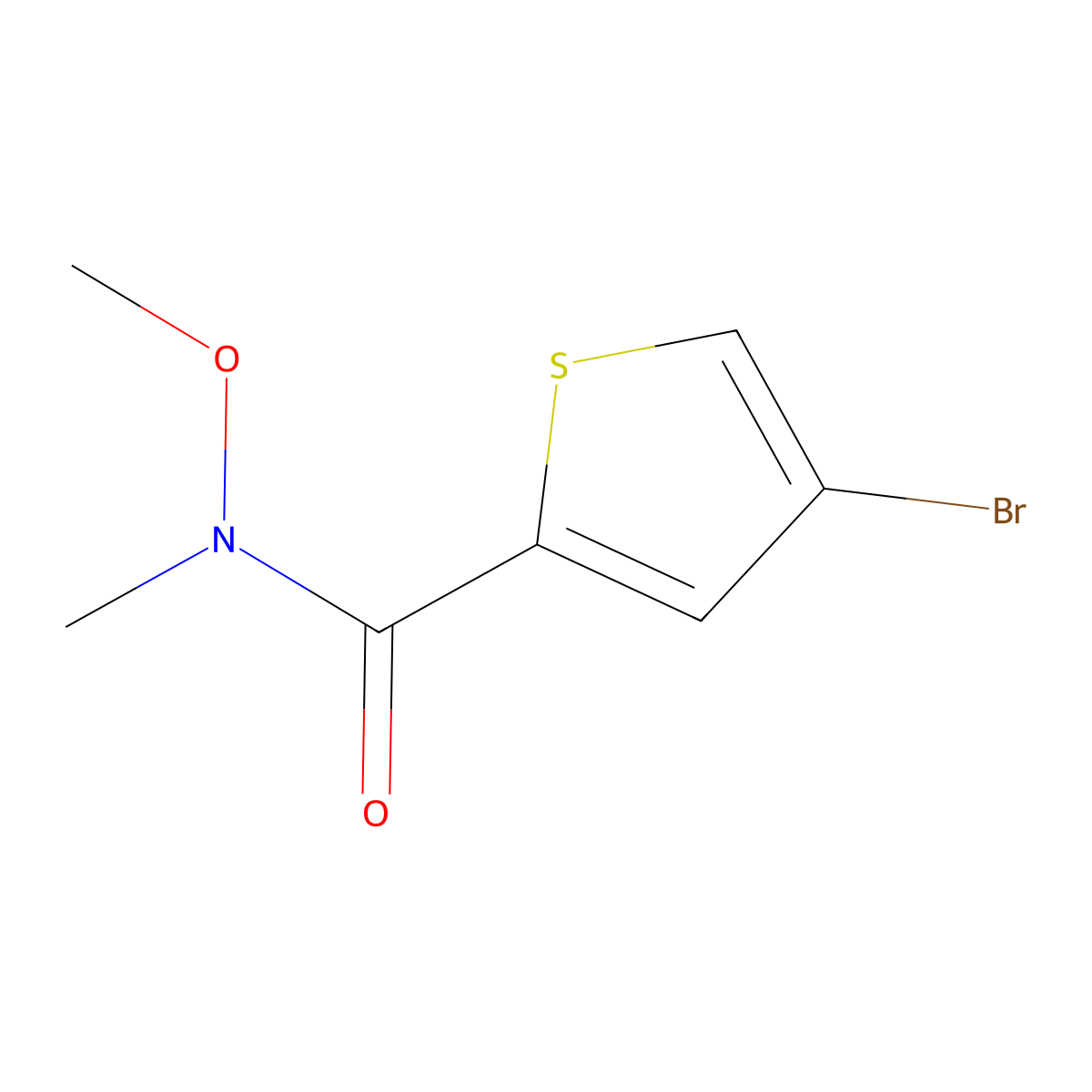 4-bromo-N-methoxy-N-methylthiophene-2-carboxamide molecular structure, CAS 721960-44-7