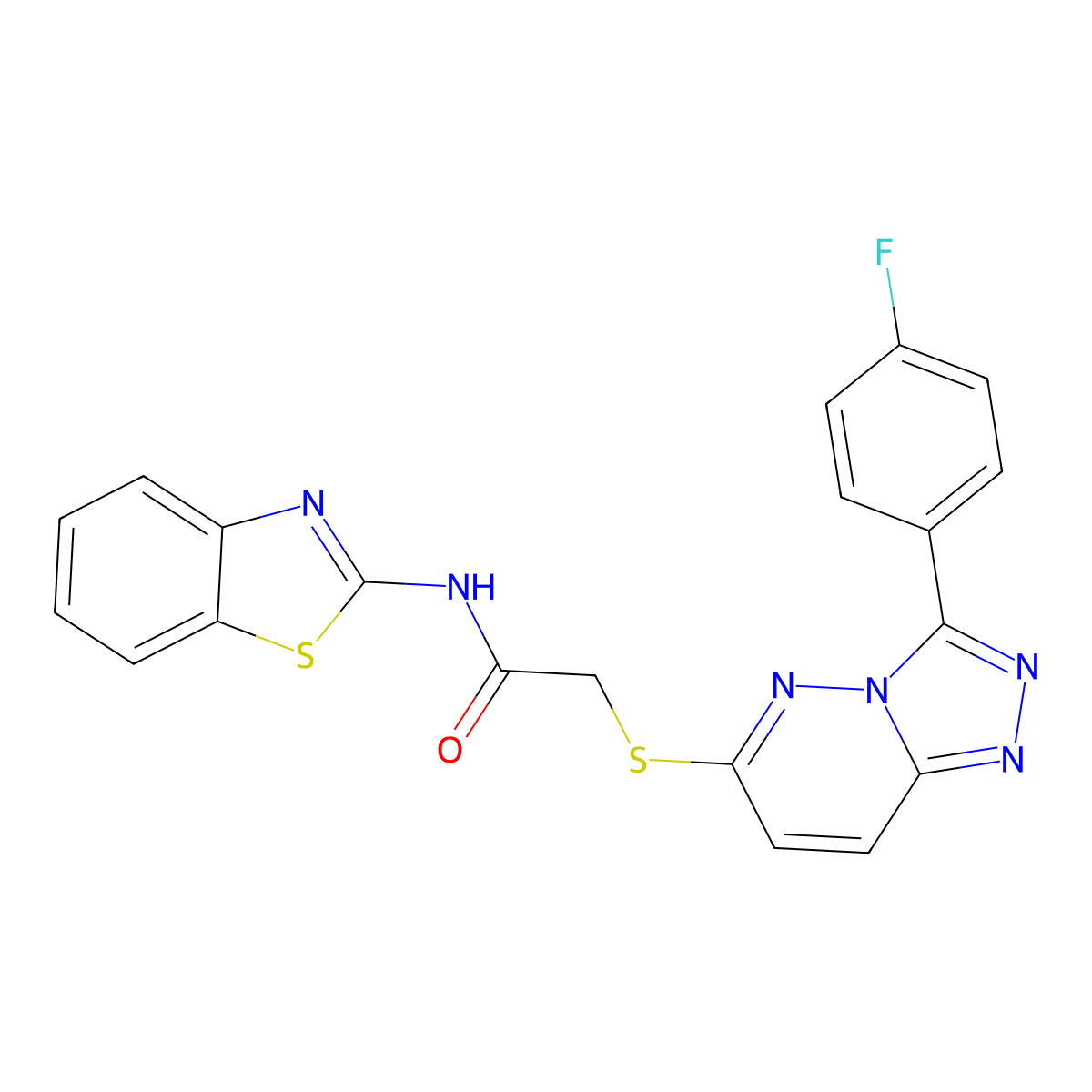 N-(benzo[d]thiazol-2-yl)-2-((3-(4-fluorophenyl)-[1,2,4]triazolo[4,3-b]pyridazin-6-yl)thio)acetamide molecular structure, CAS 721964-46-1