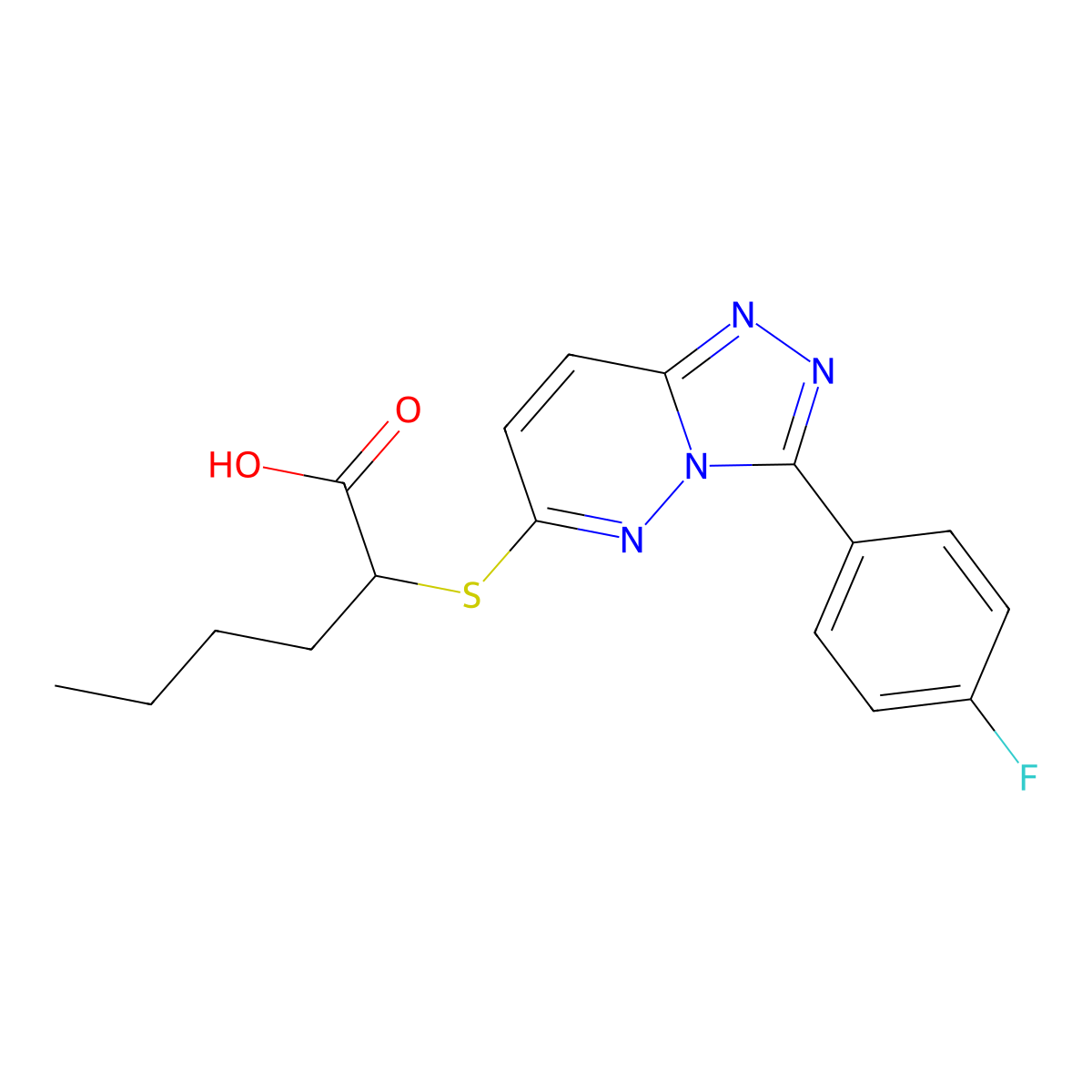 2-((3-(4-Fluorophenyl)-[1,2,4]triazolo[4,3-b]pyridazin-6-yl)thio)hexanoic acid molecular structure, CAS 721964-47-2