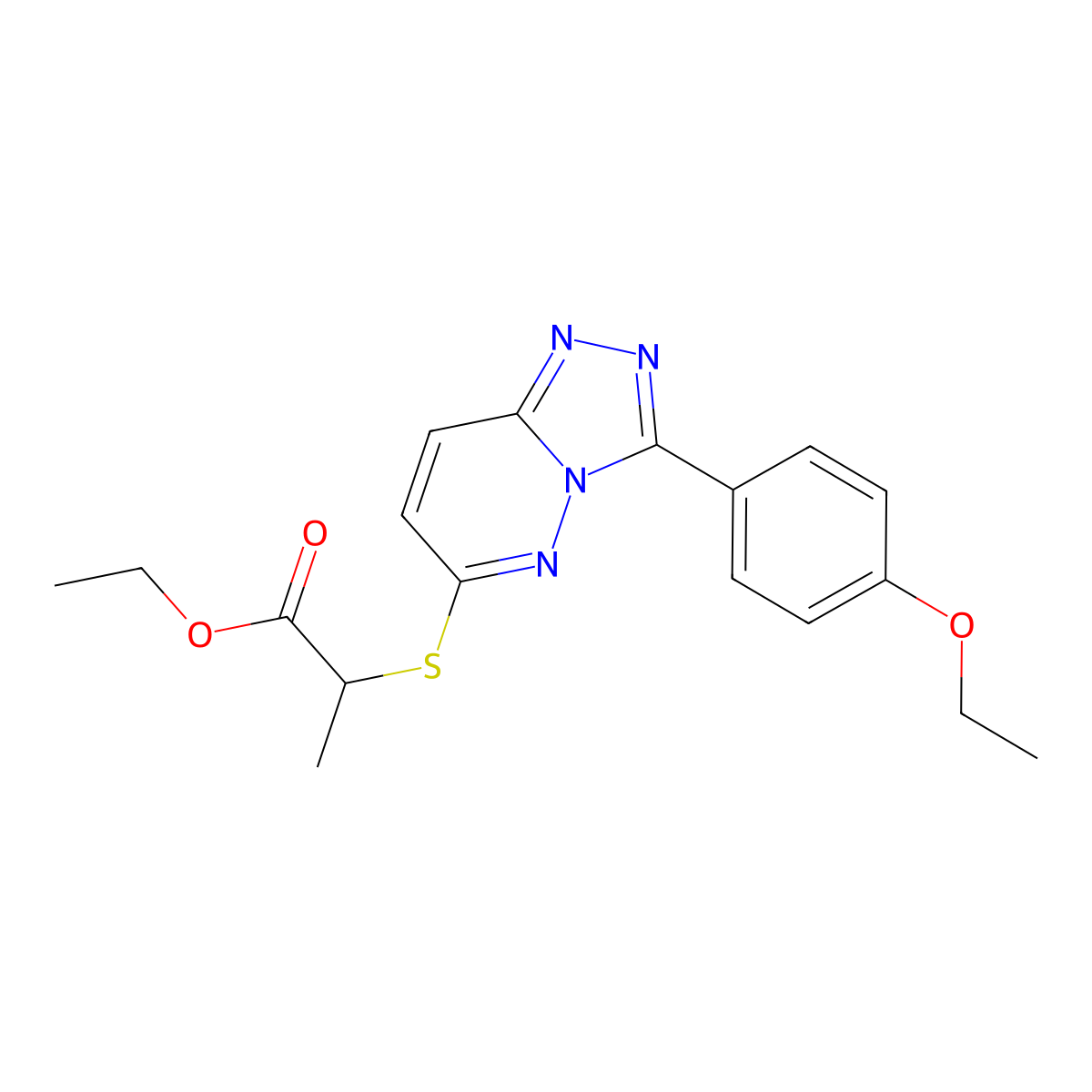 Ethyl 2-{[3-(4-ethoxyphenyl)-[1,2,4]triazolo[4,3-b]pyridazin-6-yl]sulfanyl}propanoate molecular structure, CAS 721964-55-2