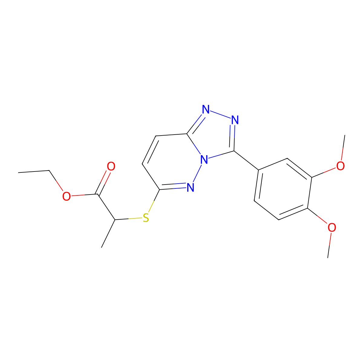 Ethyl 2-((3-(3,4-dimethoxyphenyl)-[1,2,4]triazolo[4,3-b]pyridazin-6-yl)thio)propanoate molecular structure, CAS 721964-56-3