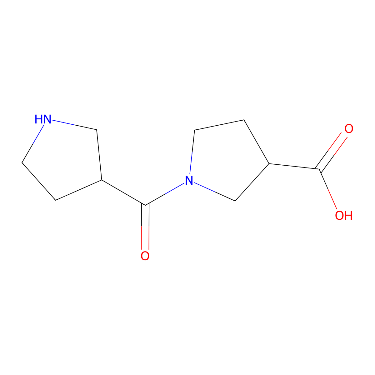 1-(pyrrolidine-3-carbonyl)pyrrolidine-3-carboxylic Acid molecular structure, CAS 721966-50-3