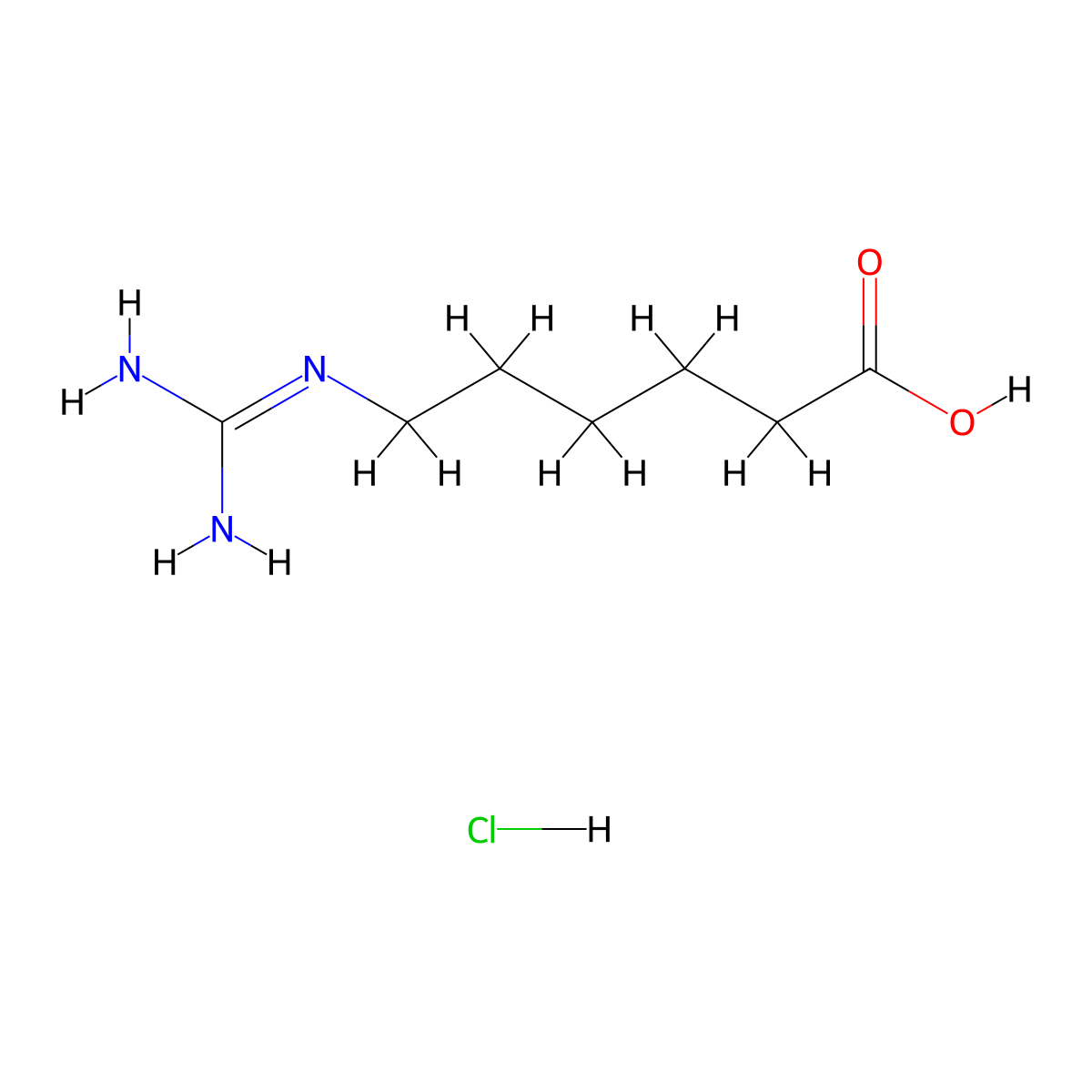 6-Guanidinohexanoic acid hydrochloride molecular structure, CAS 72198-14-2