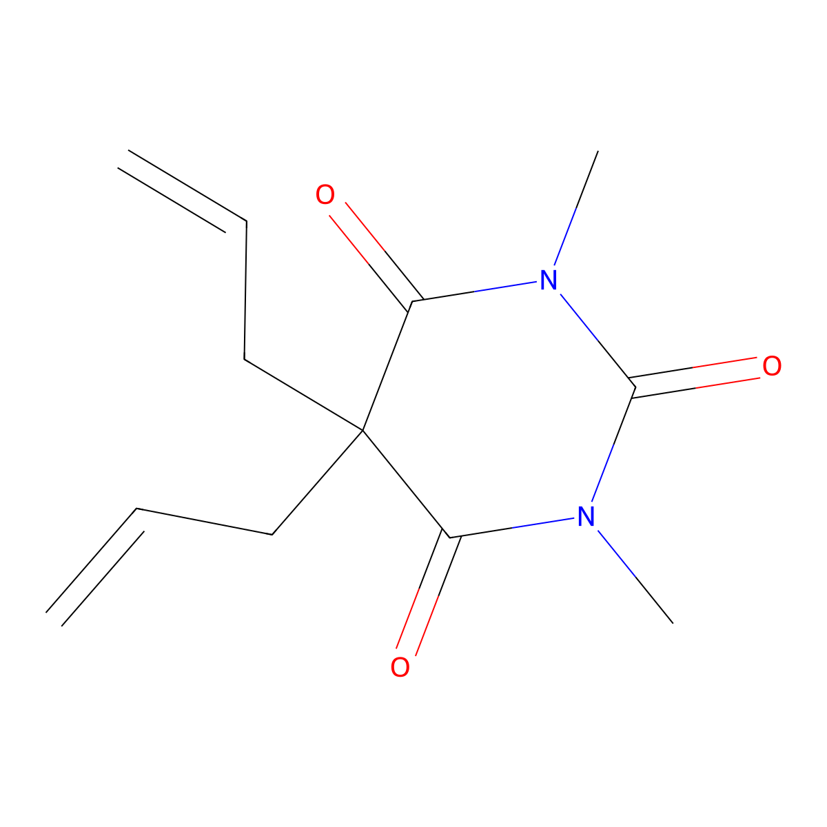 1,3-Dimethyl-5,5-di-2-propen-1-yl-2,4,6(1H,3H,5H)-pyrimidinetrione molecular structure, CAS 722-97-4