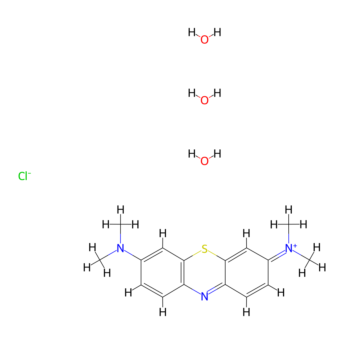 Methylene Blue Trihydrate molecular structure, CAS 7220-79-3