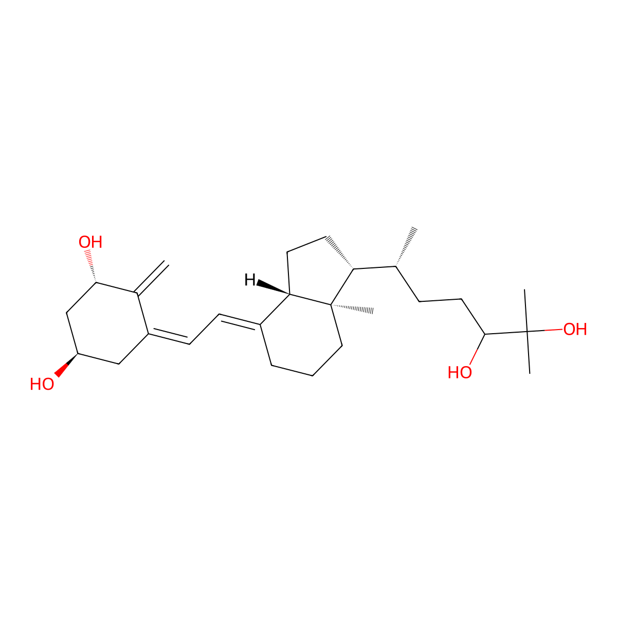 (1R,3S,5Z)-5-[(2E)-2-[(1R,3aS,7aR)-1-[(2R)-5,6-dihydroxy-6-methylheptan-2-yl]-7a-methyl-2,3,3a,5,6,7-hexahydro-1H-inden-4-ylidene]ethylidene]-4-methylidenecyclohexane-1,3-diol molecular structure, CAS 72203-93-1