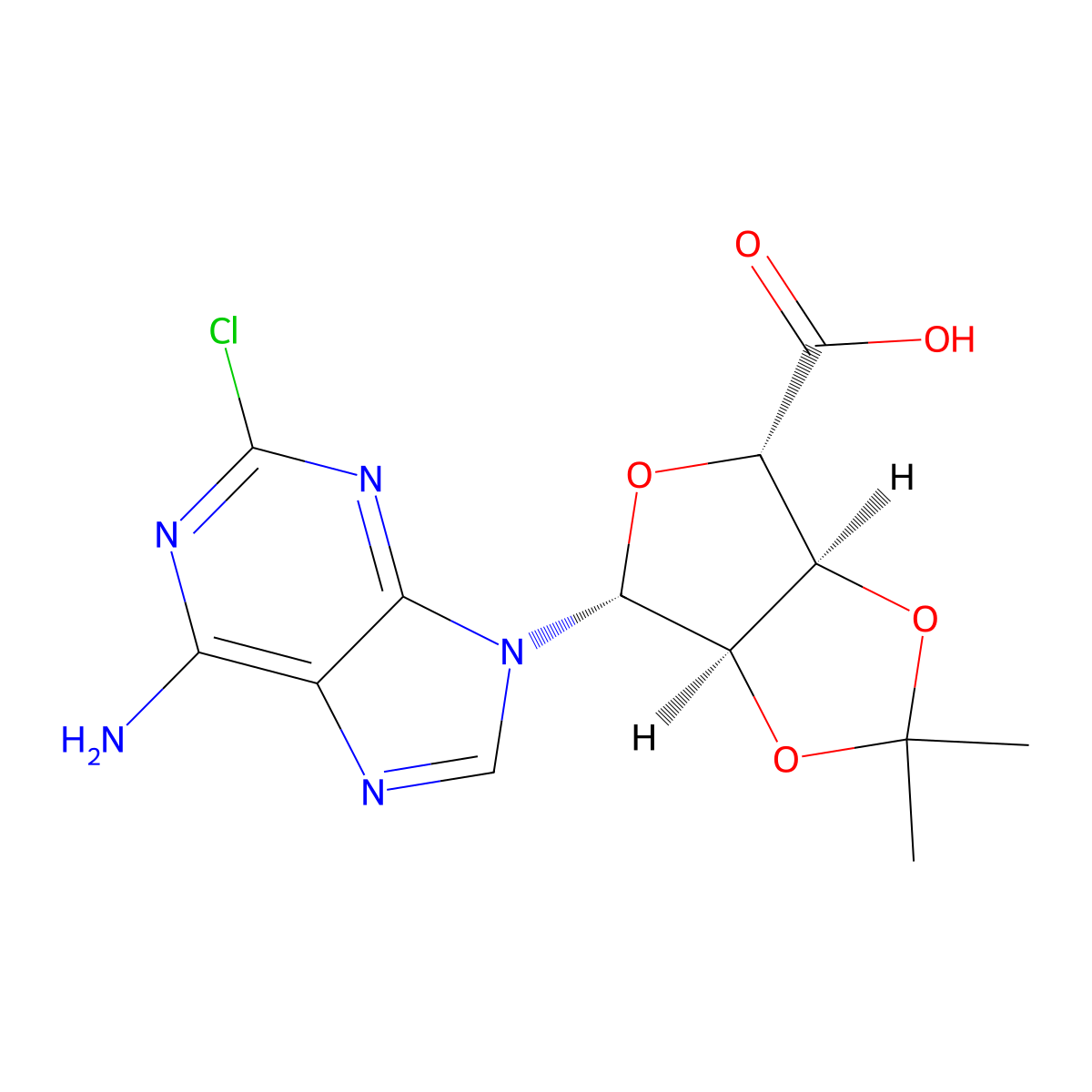 (3aS,4S,6R,6aR)-6-(6-amino-2-chloro-9H-purin-9-yl)-2,2-dimethyltetrahydrofuro[3,4-d][1,3]dioxole-4-carboxylic acid molecular structure, CAS 72209-19-9