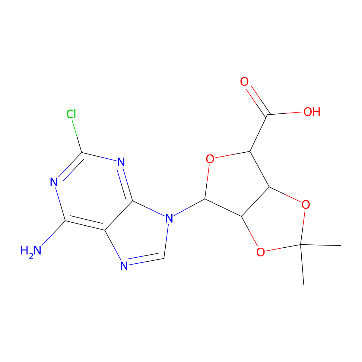 2-Chloroadenosine-5'-carboxy-2',3'-acetonide molecular structure, CAS 72209-20-2