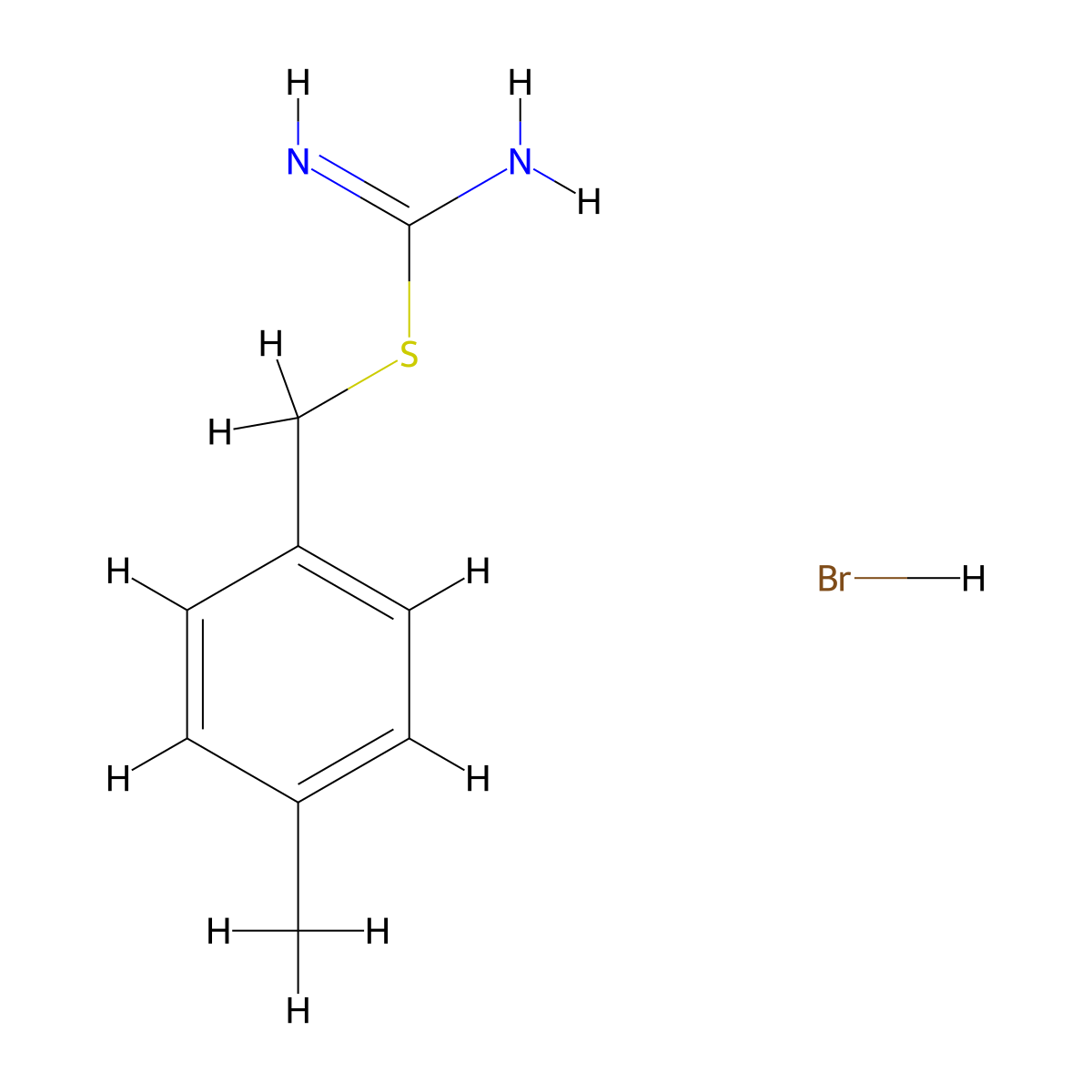 {[(4-Methylphenyl)methyl]sulfanyl}methanimidamide hydrobromide molecular structure, CAS 72209-88-2