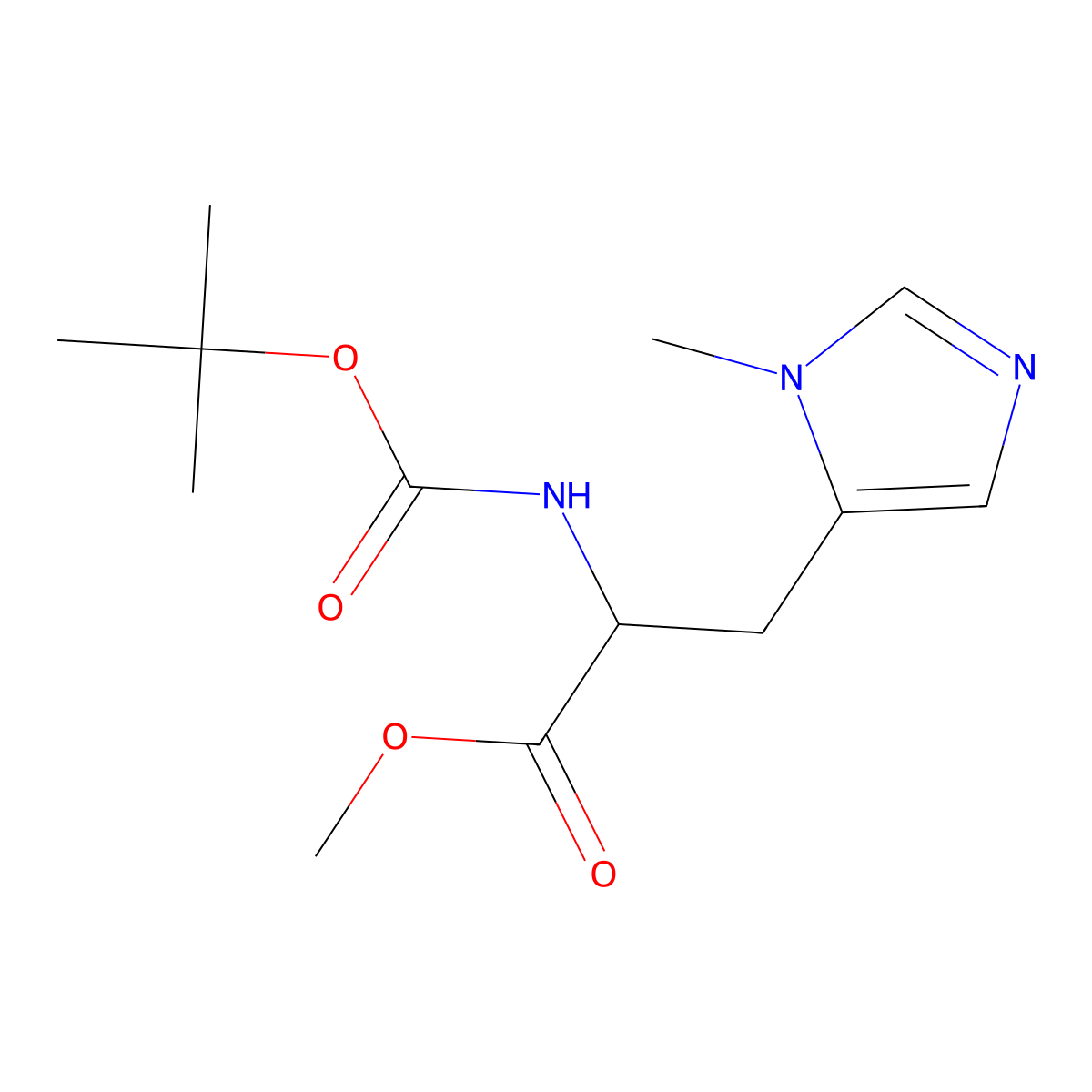 Methyl (S)-2-(Boc-amino)-3-(1-methyl-5-imidazolyl)propanoate molecular structure, CAS 72212-51-2
