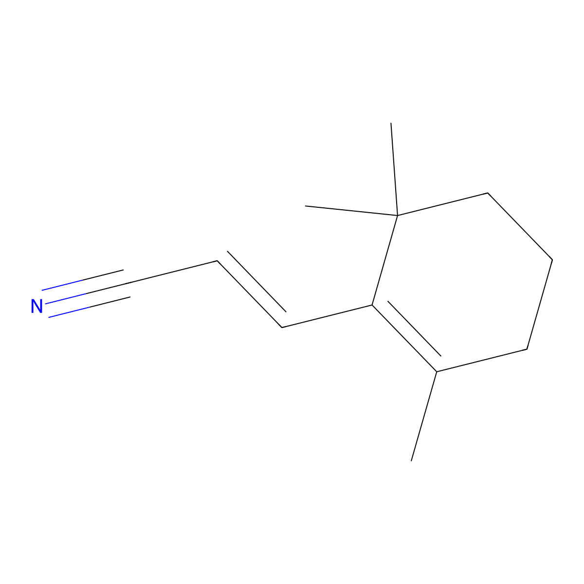 3-(2,6,6-Trimethyl-1-cyclohexen-1-yl)-2-propenenitrile molecular structure, CAS 72214-33-6