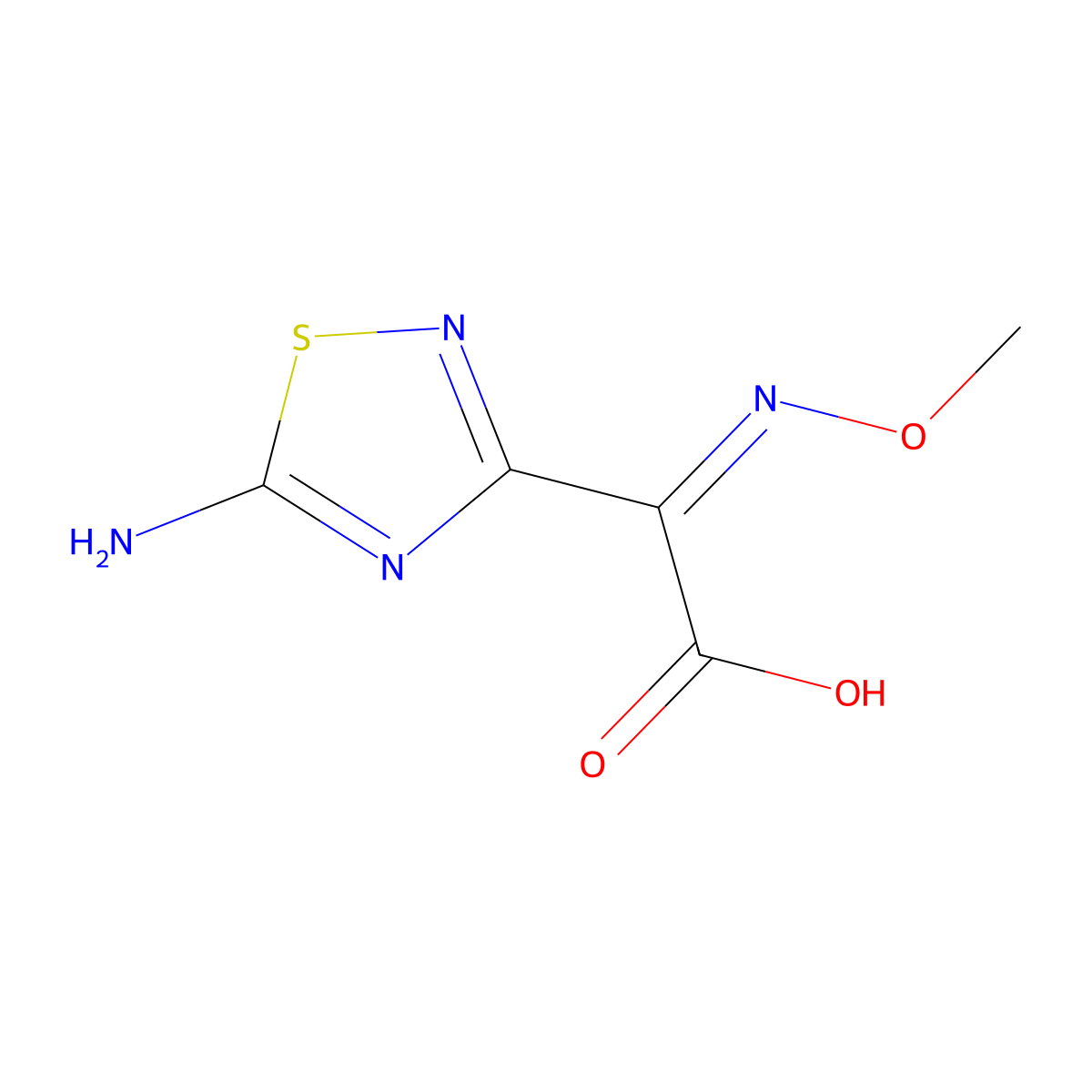 2-(5-Amino-1,2,4-thiadiazol-3-yl)-2-(methoxyimino)acetic acid molecular structure, CAS 72217-12-0