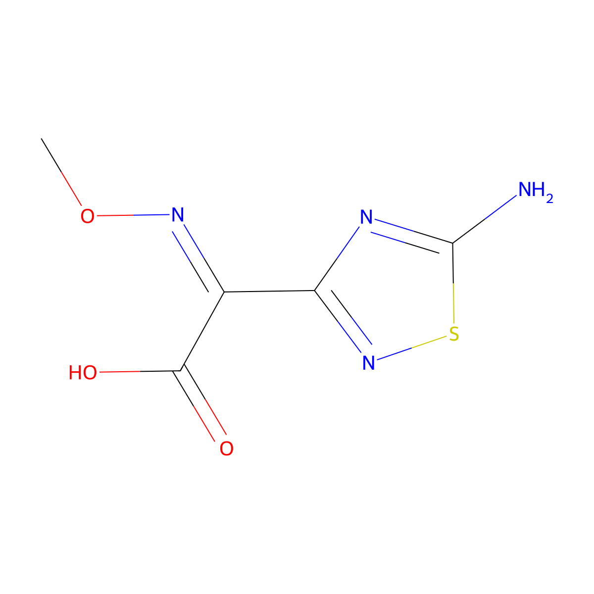 2-(5-Amino-1,2,4-thiadiazol-3-yl)-2-(methoxyimino)acetic acid molecular structure, CAS 72217-12-0