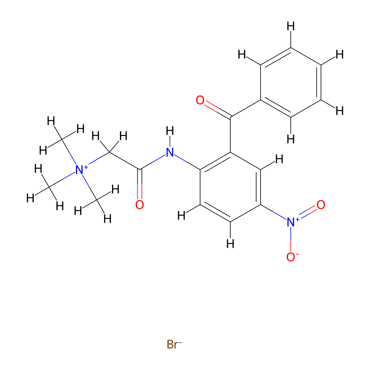 2-((2-benzoyl-4-nitrophenyl)amino)-N,N,N-trimethyl-2-oxoethanaminium bromide molecular structure, CAS 72220-44-1