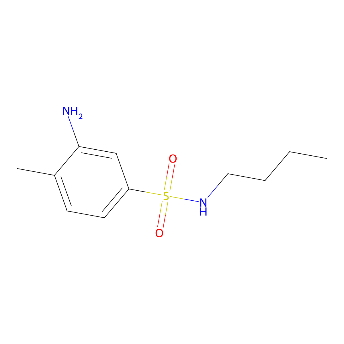 3-amino-N-butyl-4-methylbenzenesulfonamide molecular structure, CAS 72225-63-9