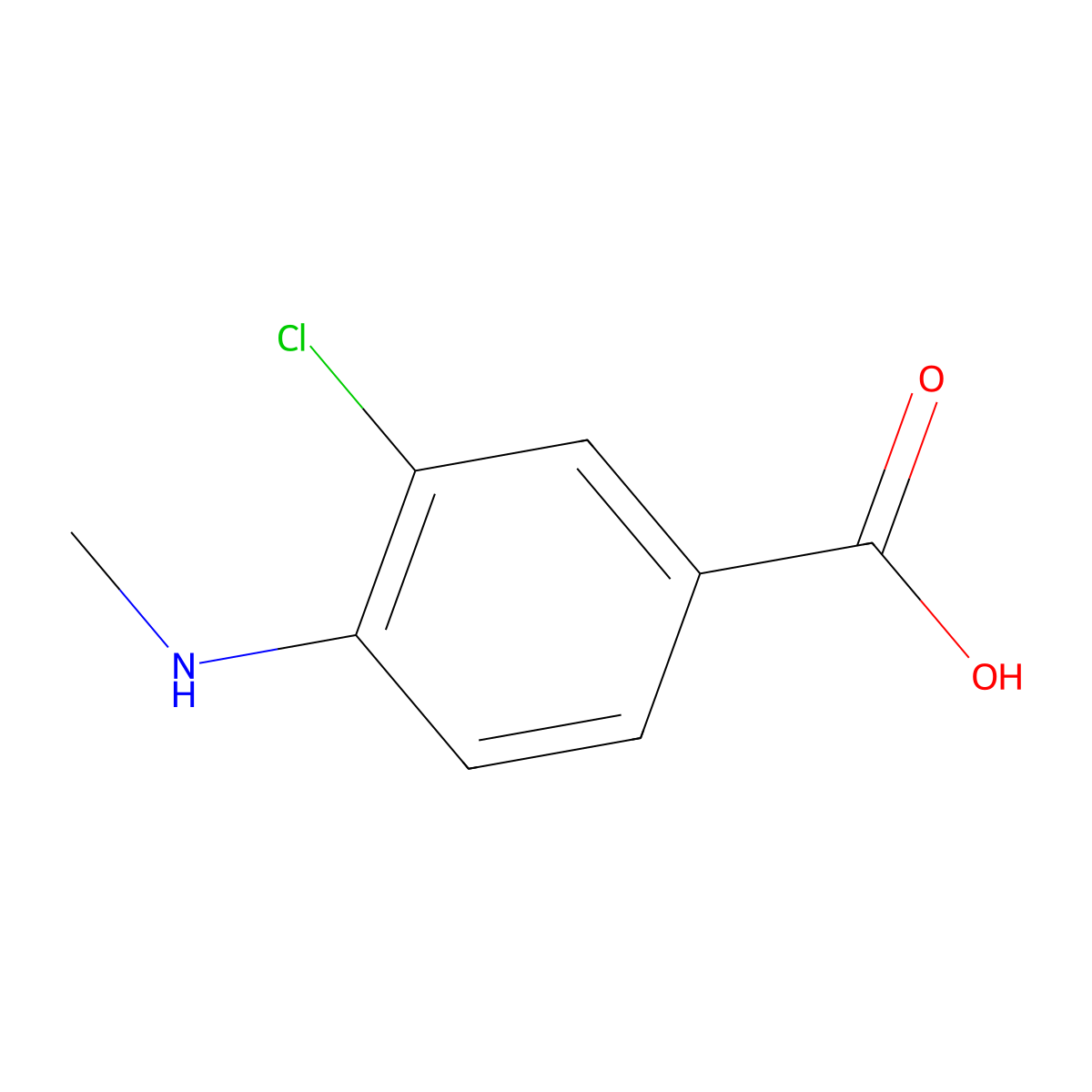 3-Chloro-4-(methylamino)benzoic acid molecular structure, CAS 72228-73-0