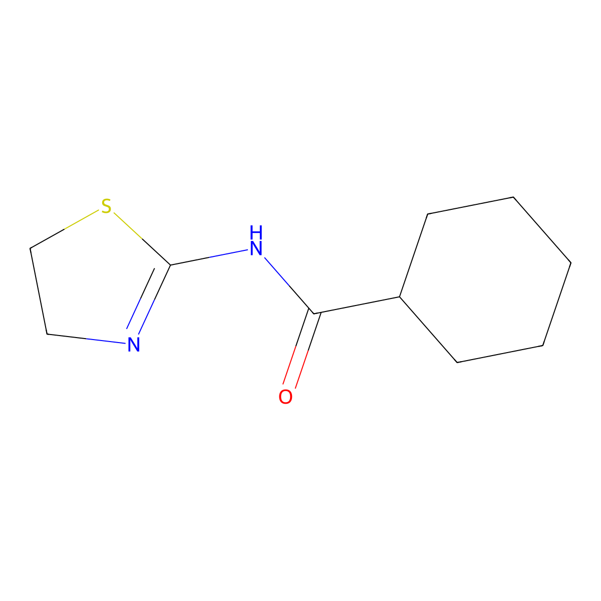 Cyclohexanecarboxamide, N-(4,5-dihydro-2-thiazolyl)- molecular structure, CAS 72239-26-0