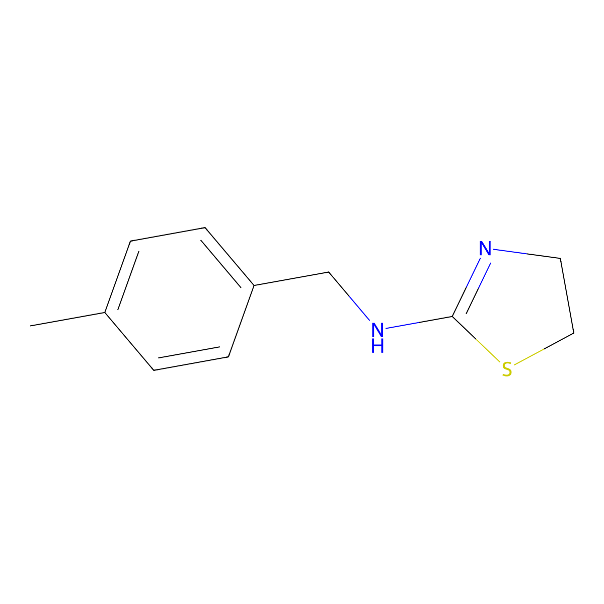 4,5-Dihydro-N-((4-methylphenyl)methyl)-2-thiazolamine molecular structure, CAS 72239-30-6