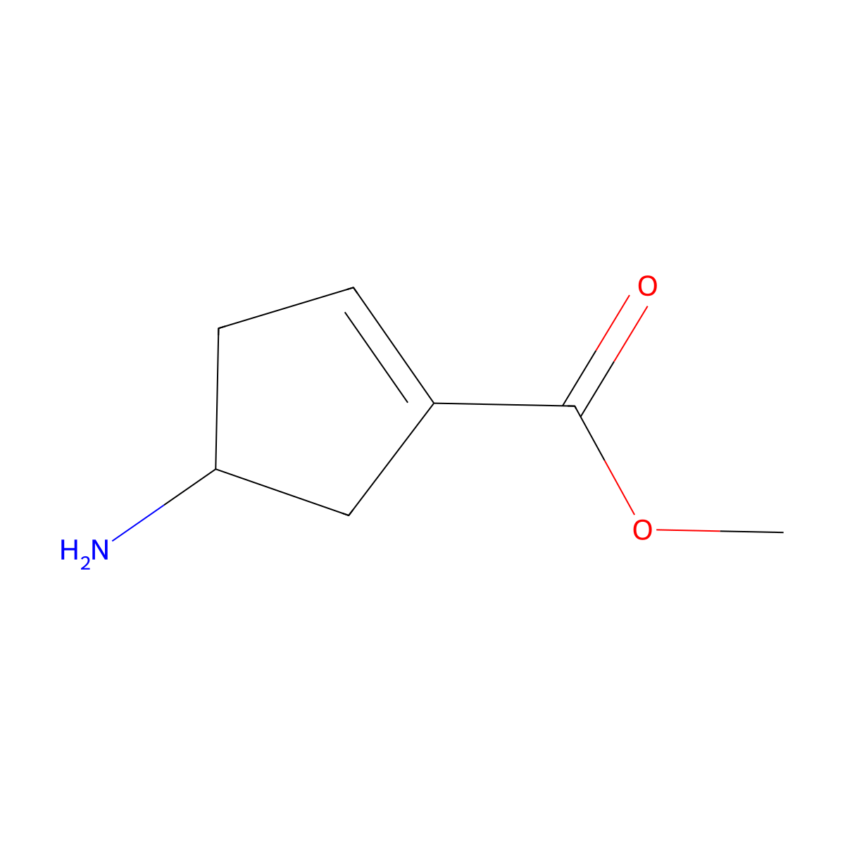 4-Amino-cyclopent-1-enecarboxylic acid methyl ester molecular structure, CAS 722448-83-1