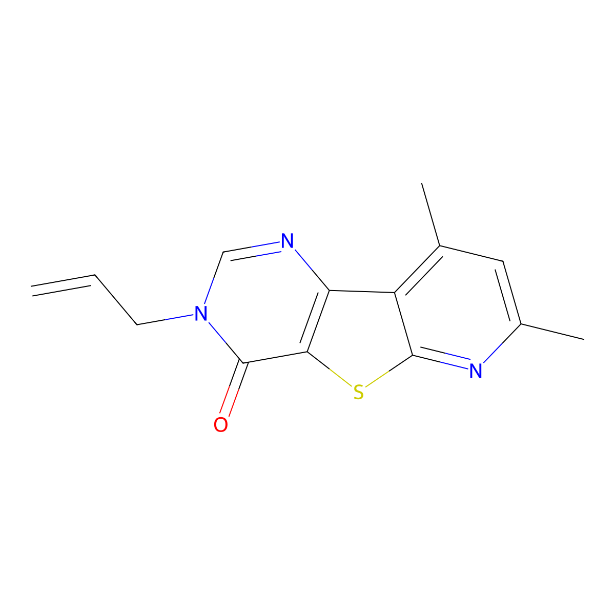 3-allyl-7,9-dimethylpyrido[3',2':4,5]thieno[3,2-d]pyrimidin-4(3H)-one molecular structure, CAS 722455-16-5