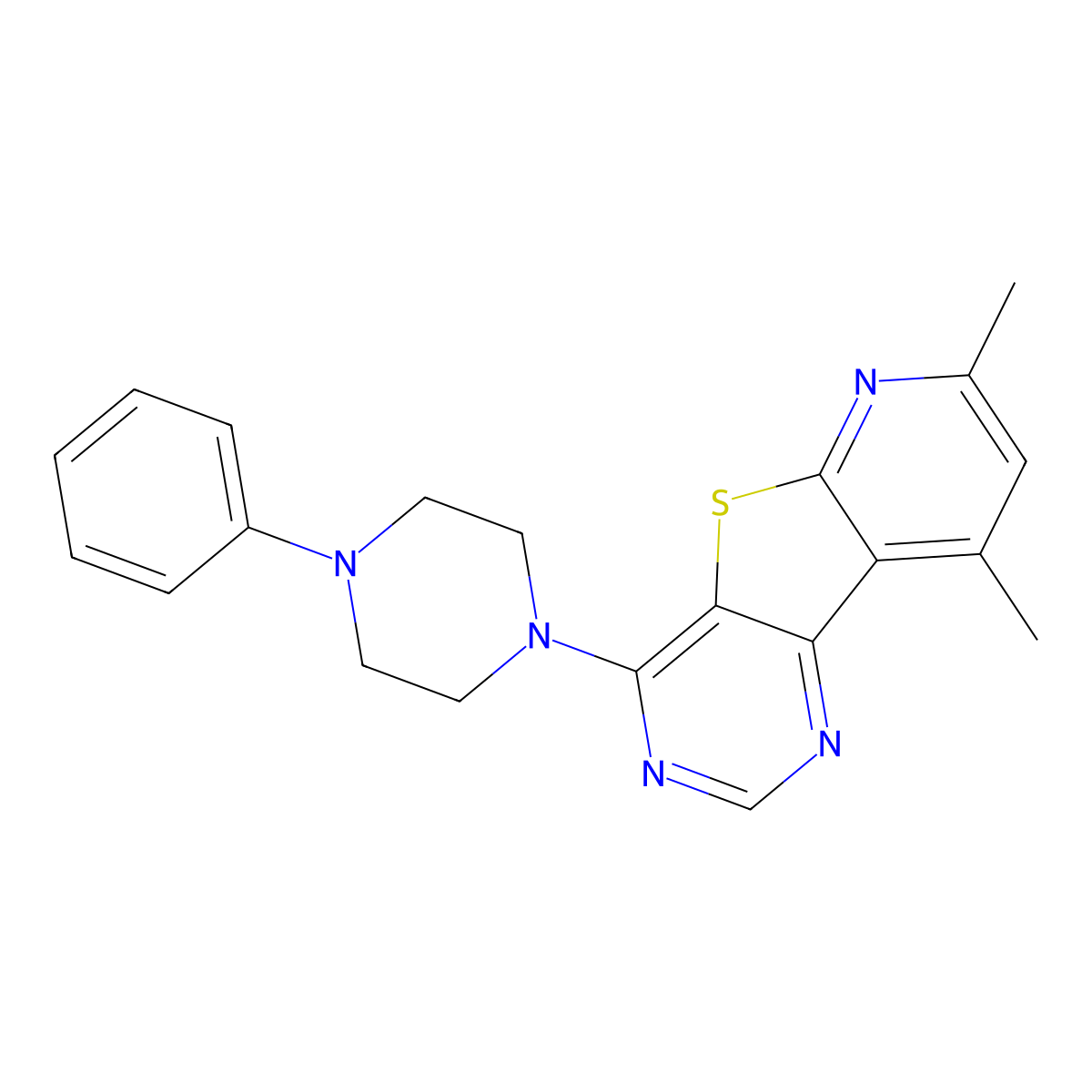 7,9-Dimethyl-4-(4-phenylpiperazino)pyrido[3',2':4,5]thieno[3,2-d]pyrimidine molecular structure, CAS 722455-53-0
