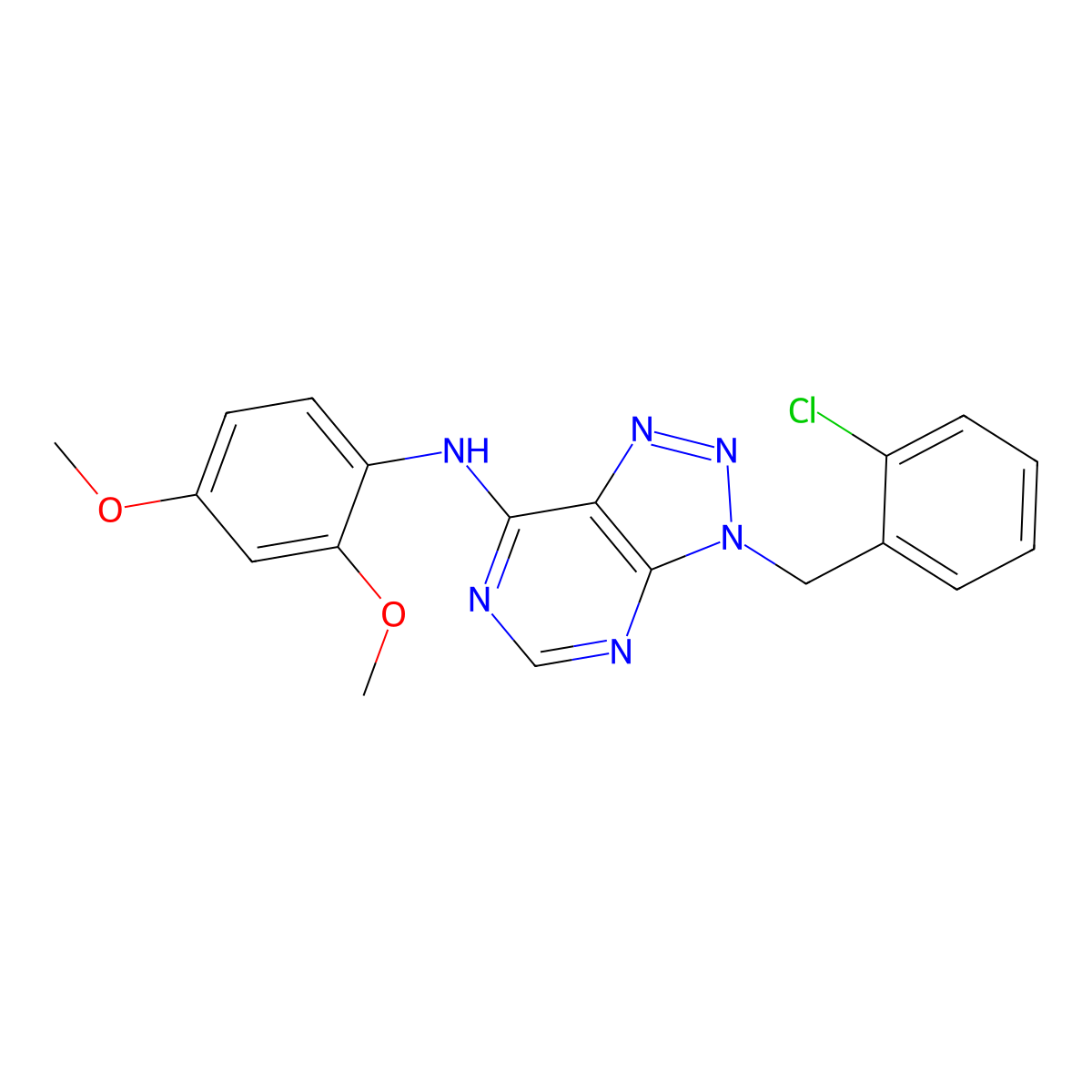 3-[(2-chlorophenyl)methyl]-N-(2,4-dimethoxyphenyl)triazolo[4,5-d]pyrimidin-7-amine molecular structure, CAS 722456-35-1