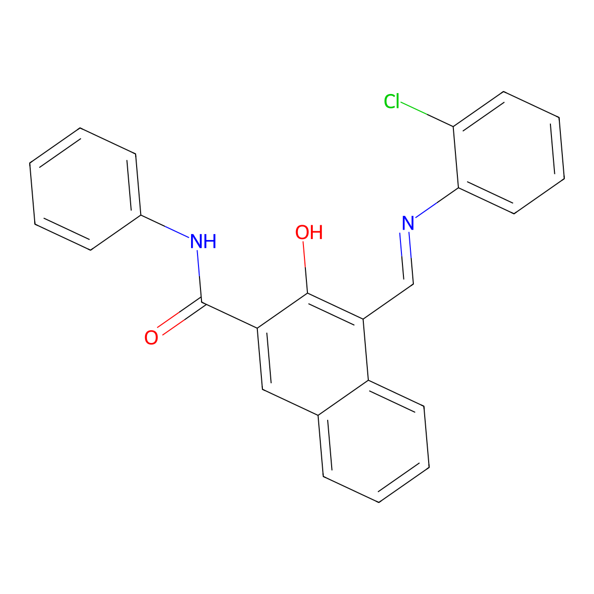 4-{[(2-chlorophenyl)imino]methyl}-3-hydroxy-N-phenyl-2-naphthamide molecular structure, CAS 722459-70-3