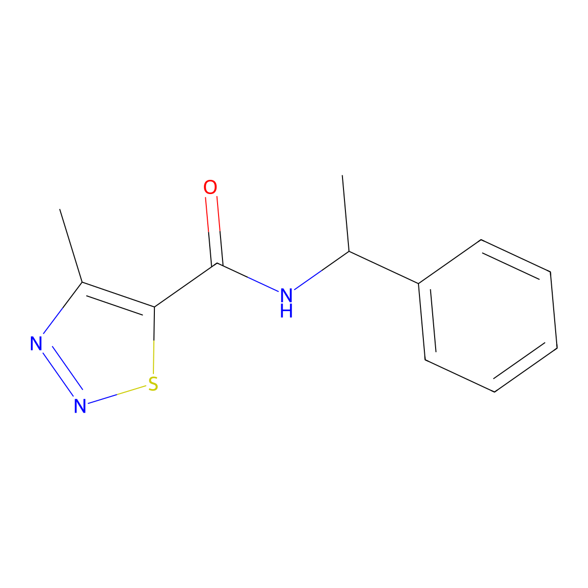 4-methyl-N-(1-phenylethyl)-1,2,3-thiadiazole-5-carboxamide molecular structure, CAS 722460-34-6