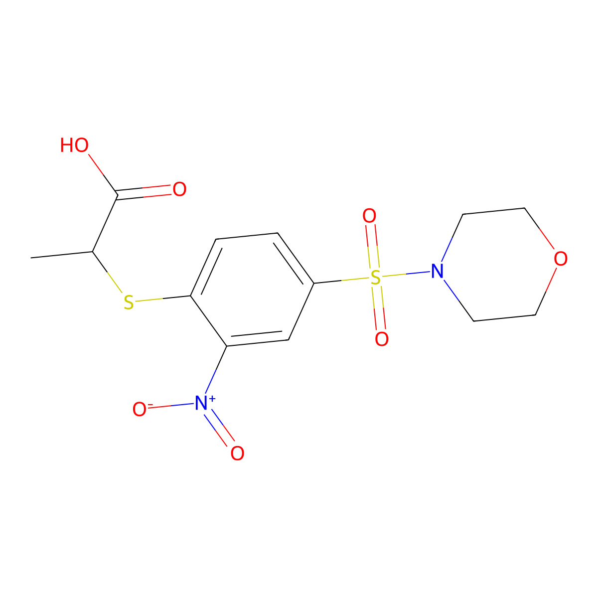 2-{[4-(Morpholine-4-sulfonyl)-2-nitrophenyl]sulfanyl}propanoic acid molecular structure, CAS 722461-30-5