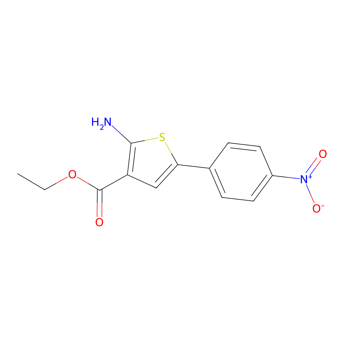 Ethyl 2-amino-5-{4-nitrophenyl}-3-thiophenecarboxylate molecular structure, CAS 722461-31-6