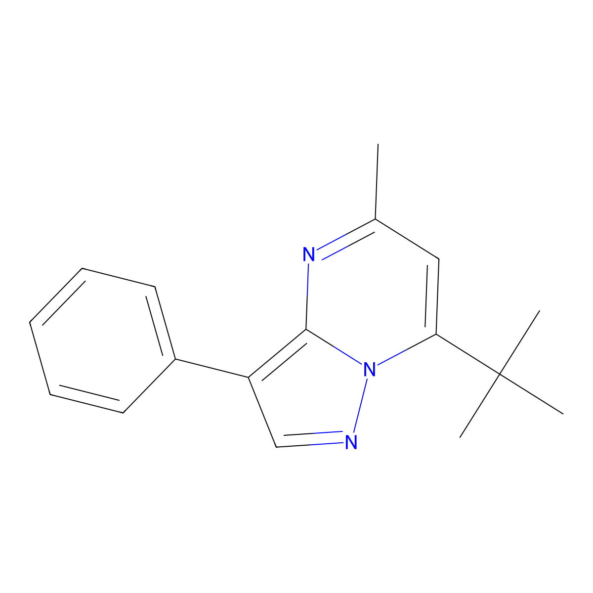 7-Tert-butyl-5-methyl-3-phenylpyrazolo[1,5-a]pyrimidine molecular structure, CAS 722462-52-4
