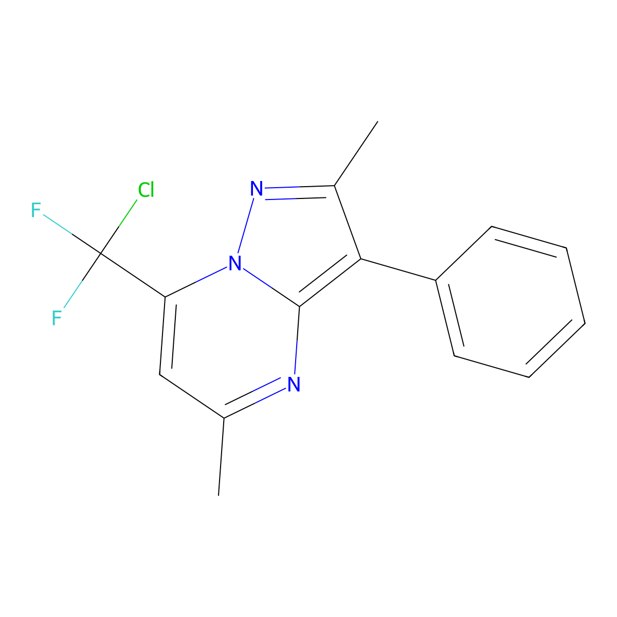 7-[Chloro(difluoro)methyl]-2,5-dimethyl-3-phenylpyrazolo[1,5-a]pyrimidine molecular structure, CAS 722462-61-5