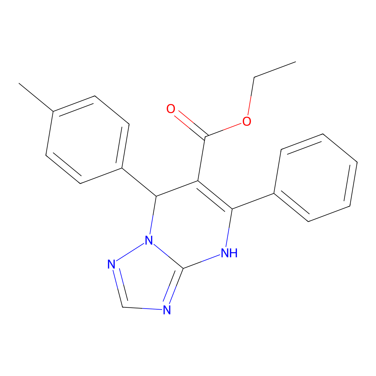 Ethyl 7-(4-methylphenyl)-5-phenyl-4,7-dihydro[1,2,4]triazolo[1,5-a]pyrimidine-6-carboxylate molecular structure, CAS 722462-65-9