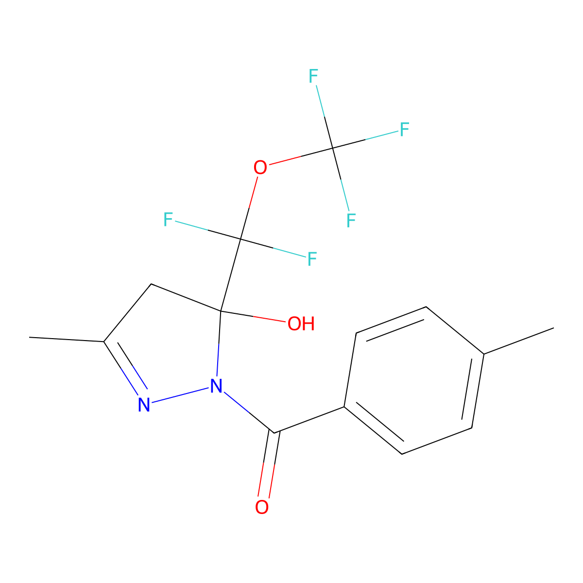 5-[difluoro(trifluoromethoxy)methyl]-3-methyl-1-(4-methylbenzoyl)-4,5-dihydro-1H-pyrazol-5-ol molecular structure, CAS 722463-38-9