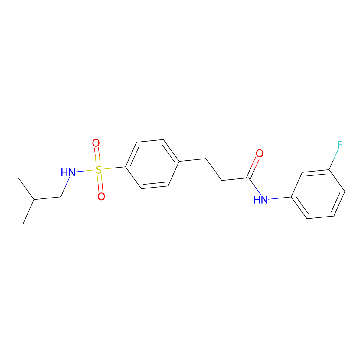N-(3-fluorophenyl)-3-{4-[(isobutylamino)sulfonyl]phenyl}propanamide molecular structure, CAS 722463-52-7