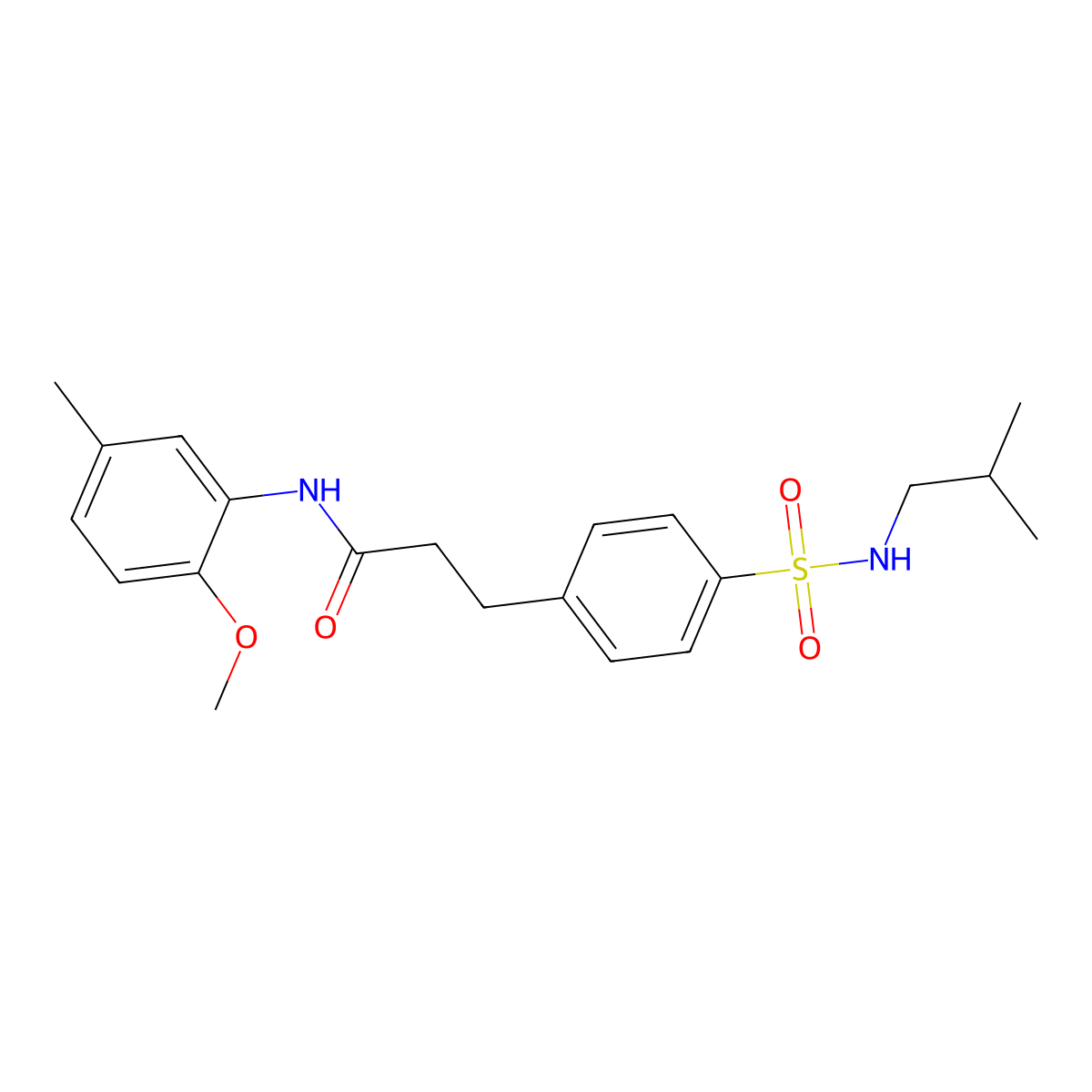 3-{4-[(isobutylamino)sulfonyl]phenyl}-N-(2-methoxy-5-methylphenyl)propanamide molecular structure, CAS 722464-01-9