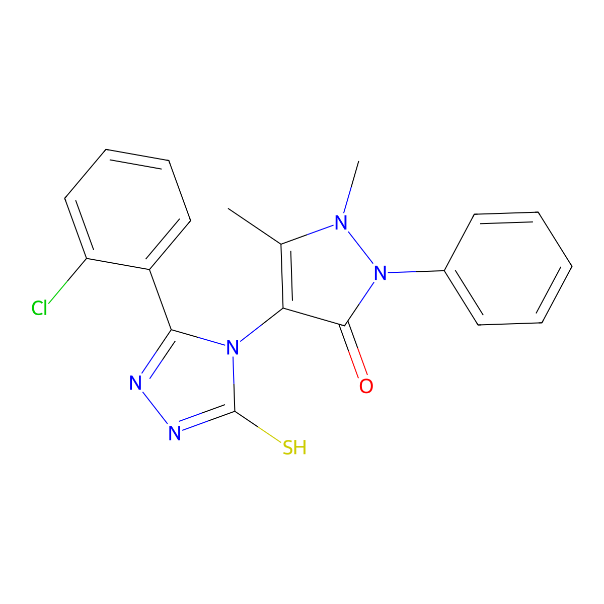 4-[3-(2-chlorophenyl)-5-sulfanyl-4H-1,2,4-triazol-4-yl]-1,5-dimethyl-2-phenyl-2,3-dihydro-1H-pyrazol-3-one molecular structure, CAS 722464-23-5