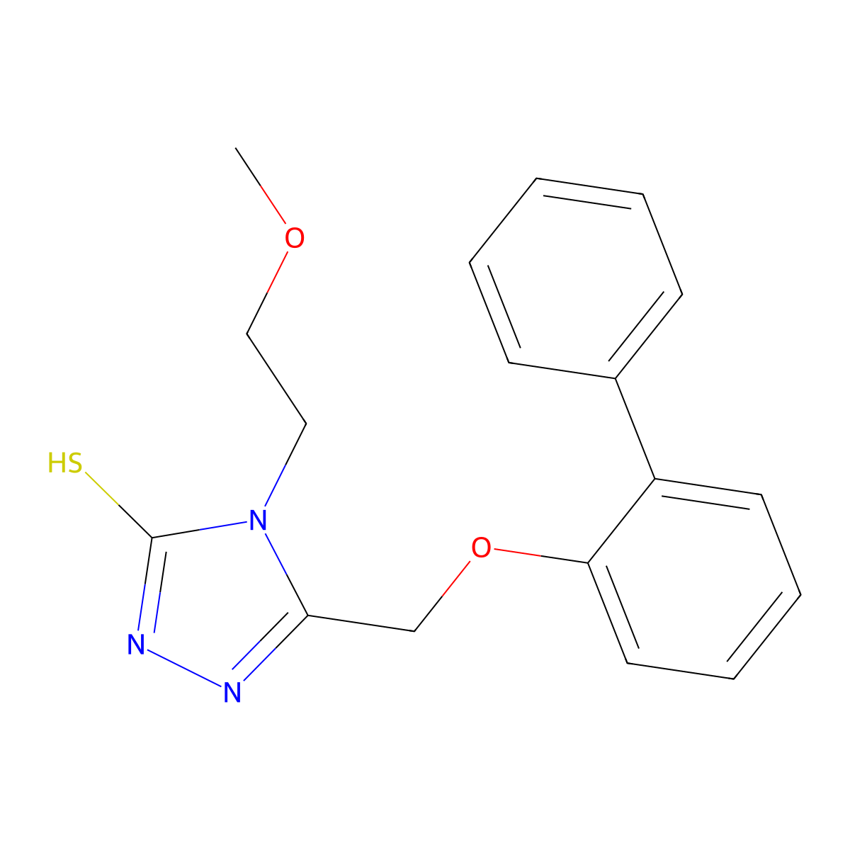 5-(Biphenyl-2-yloxymethyl)-4-(2-methoxy-ethyl)-4H-[1,2,4]triazole-3-thiol molecular structure, CAS 722464-29-1