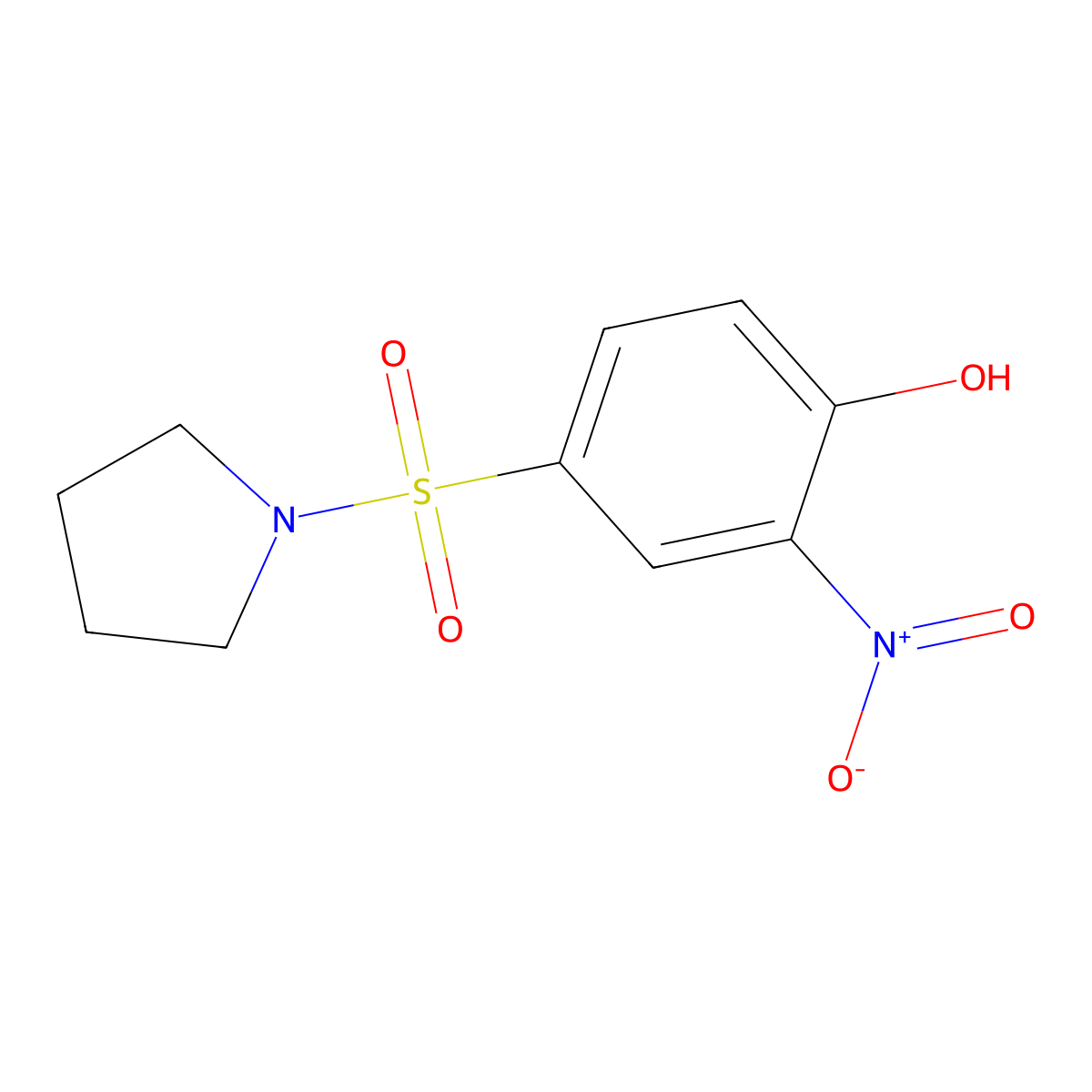 2-Nitro-4-(pyrrolidine-1-sulfonyl)phenol molecular structure, CAS 722464-31-5