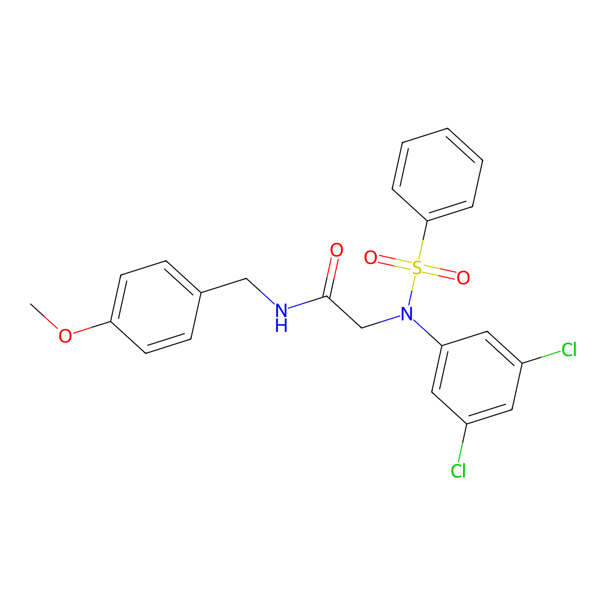 2-[3,5-dichloro(phenylsulfonyl)anilino]-N-(4-methoxybenzyl)acetamide molecular structure, CAS 722464-43-9
