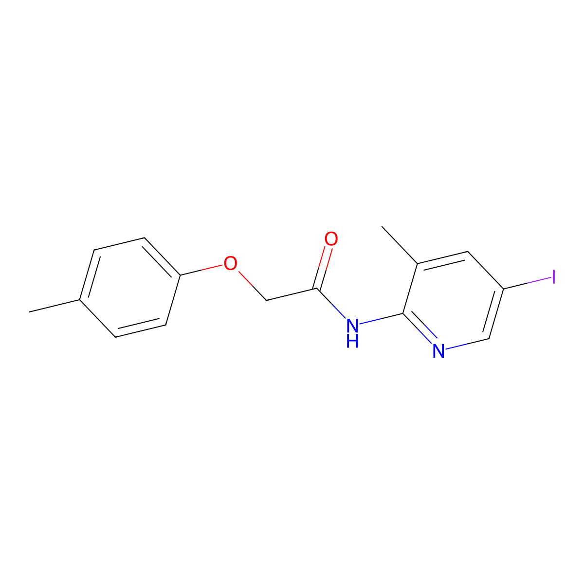 N-(5-iodo-3-methylpyridin-2-yl)-2-(4-methylphenoxy)acetamide molecular structure, CAS 722464-50-8
