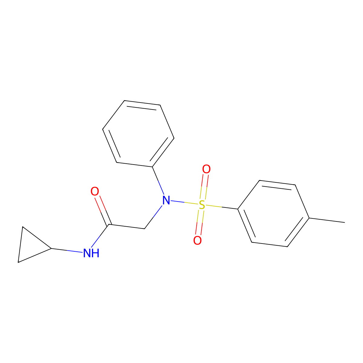 N-cyclopropyl-2-(N-(4-methylphenyl)sulfonylanilino)acetamide molecular structure, CAS 722464-93-9