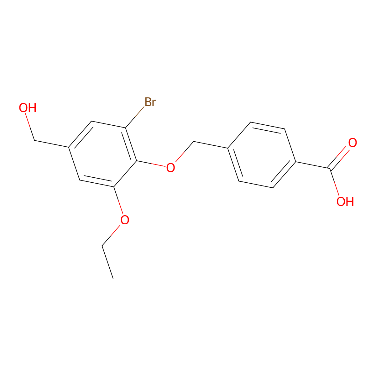 4-[[2-Bromo-6-ethoxy-4-(hydroxymethyl)phenoxy]methyl]benzoic acid molecular structure, CAS 722464-99-5