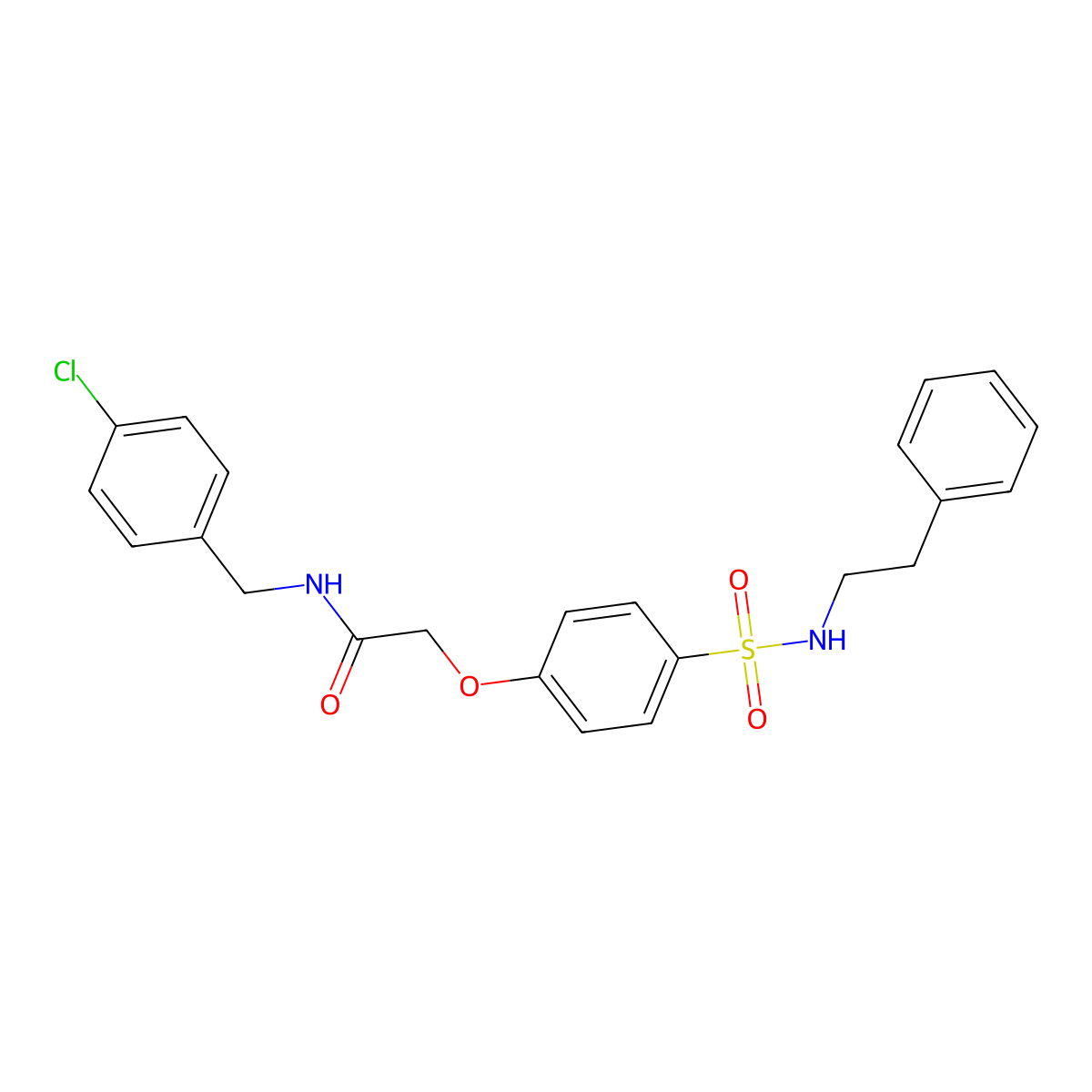 N-(4-chlorobenzyl)-2-(4-{[(2-phenylethyl)amino]sulfonyl}phenoxy)acetamide molecular structure, CAS 722465-04-5