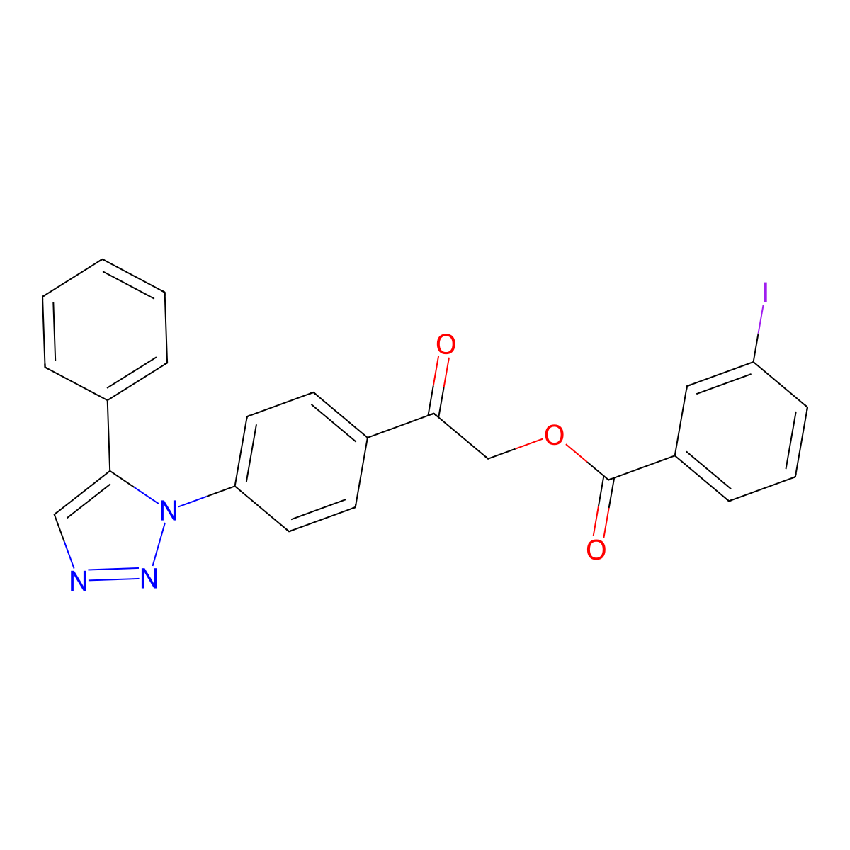 [2-Oxo-2-[4-(5-phenyltriazol-1-yl)phenyl]ethyl] 3-iodobenzoate molecular structure, CAS 722465-12-5