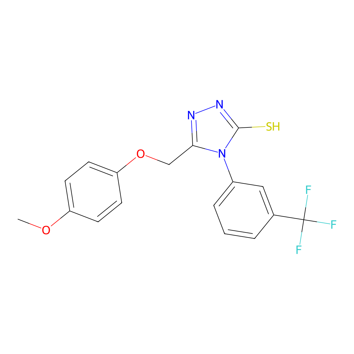 5-(4-methoxyphenoxymethyl)-4-[3-(trifluoromethyl)phenyl]-4H-1,2,4-triazole-3-thiol molecular structure, CAS 722465-42-1
