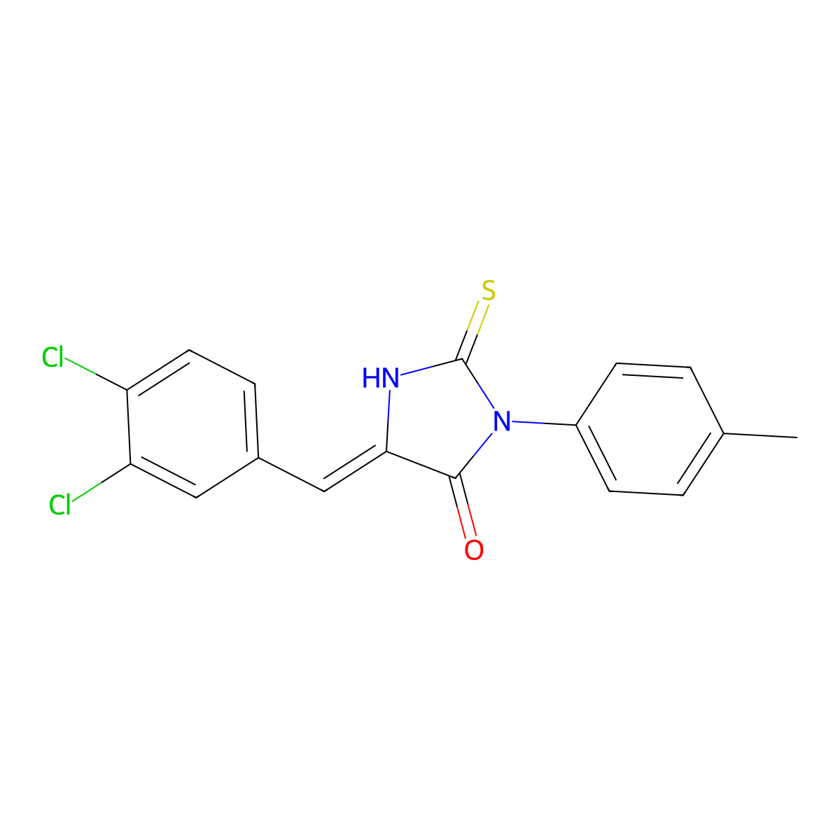 5-[(3,4-Dichlorophenyl)methylidene]-3-(4-methylphenyl)-2-sulfanylideneimidazolidin-4-one molecular structure, CAS 722465-60-3