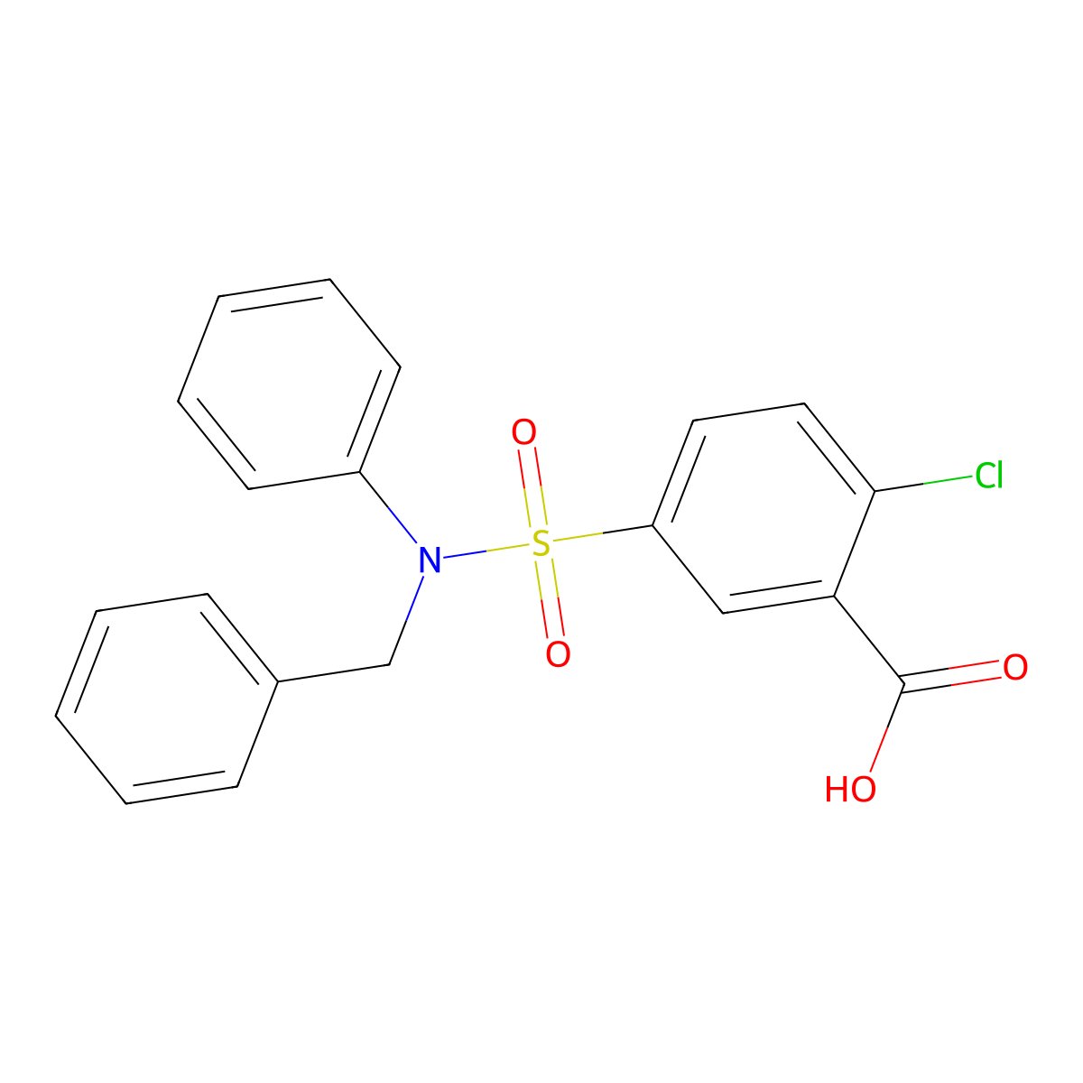5-[Benzyl(phenyl)sulfamoyl]-2-chlorobenzoic acid molecular structure, CAS 722466-22-0