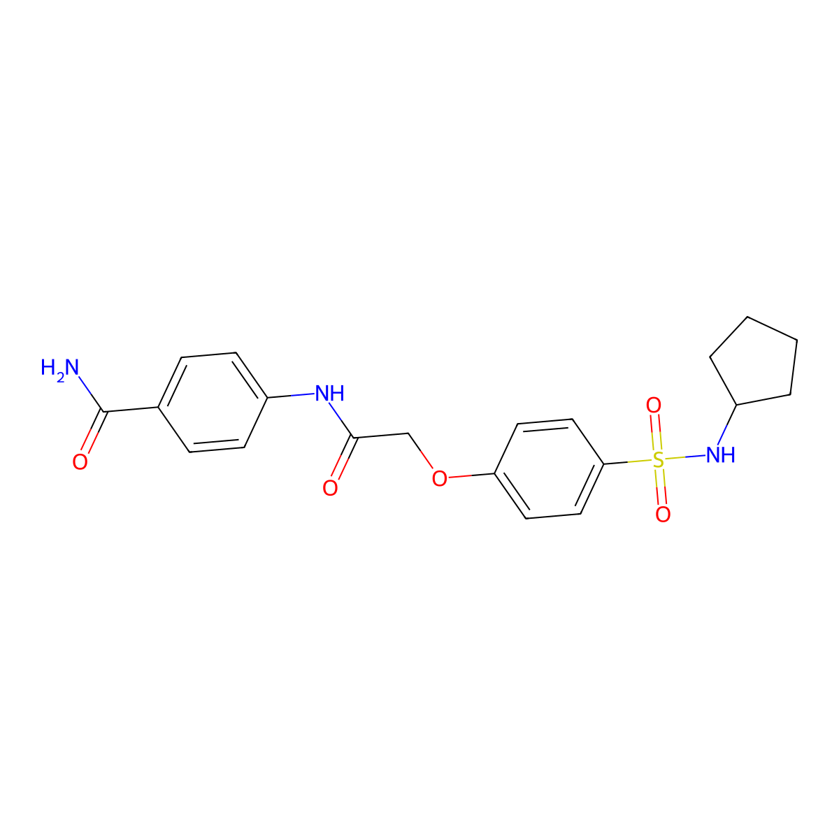 4-[[2-[4-(Cyclopentylsulfamoyl)phenoxy]acetyl]amino]benzamide molecular structure, CAS 722466-72-0